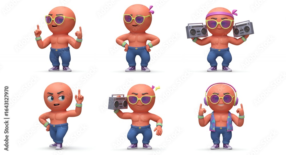 Fototapeta premium Cartoon figures various poses