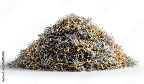 Fototapeta Naklejka Na Ścianę i Meble -  Pile of shredded, metallic material, light gray and gold