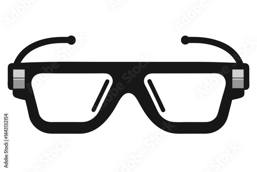 Black squared glasses frame with side panels on a clean white background