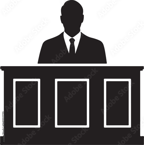 Silhouette of a Judge Behind a Bench Depicting Court Authority and Legal Profession Representation in Justice Systems