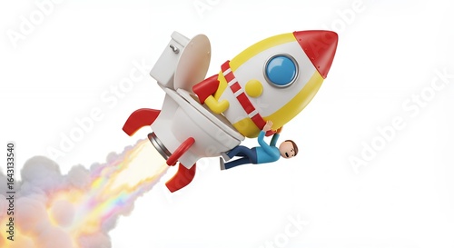 Toilet rocket launch illustration