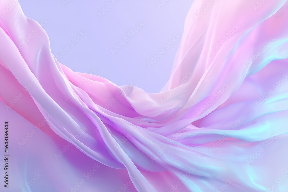 Obraz premium Elegant pastel purple cyan gradient fabric draping gracefully to create a soft and dreamy atmosphere