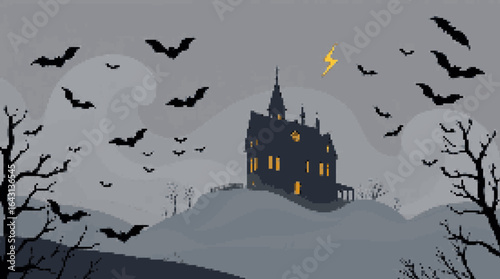 Mysterious Haunted House on a Stormy Night