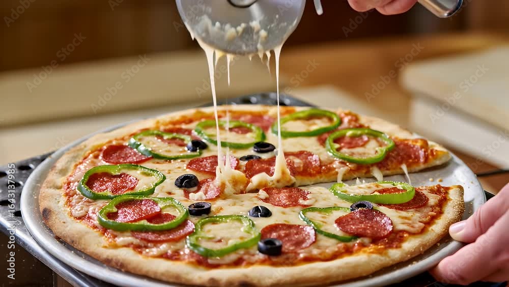 custom made wallpaper toronto digitalHands Using Pizza Cutter to Slice Hot Pizza