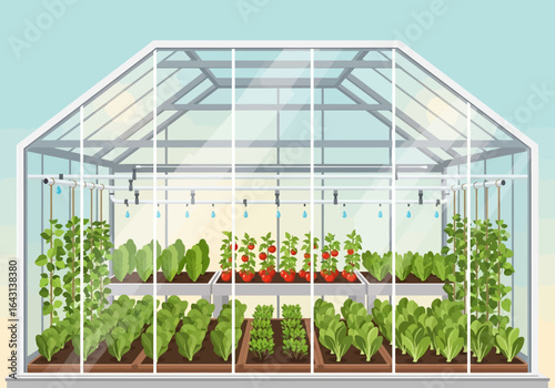 Greenhouse Cultivation Vibrant Vegetables Flourishing in a Controlled Environment