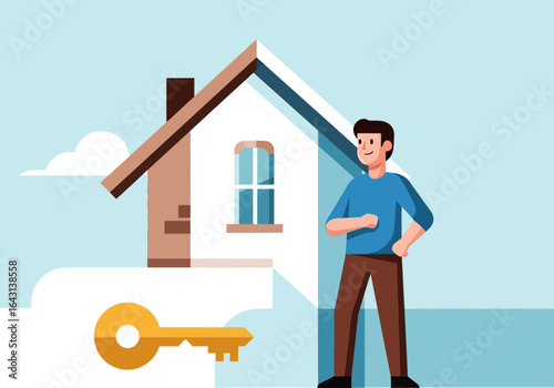 Real Estate Agent Holding Key to New House, Professional Property Purchase Concept