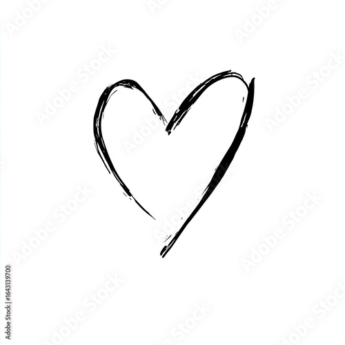 Simple black hand-drawn heart shape on white background