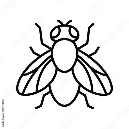 House fly line art vector illustration insect icon simple black and white drawing isolated on white background