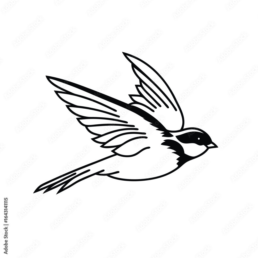 Obraz premium Sparrow Flying Silhouette Minimal Vector Icon