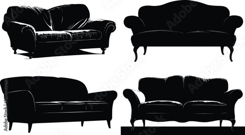 Black Sofa Collection, Furniture EPS