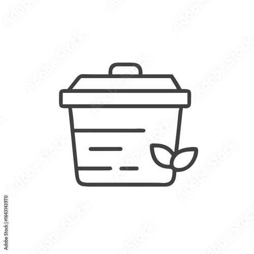 Compost Bin line icon for zero-waste blogs, recycling infographics, eco education posters, sustainable living presentations, green websites and environmental awareness materials