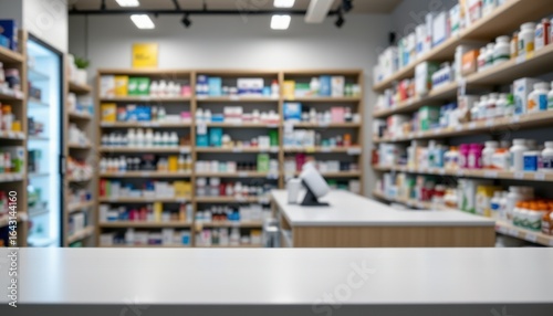 Wallpaper Mural Modern pharmacy interior with shelves of medicine, vitamins, and healthcare products in organized retail environment Torontodigital.ca
