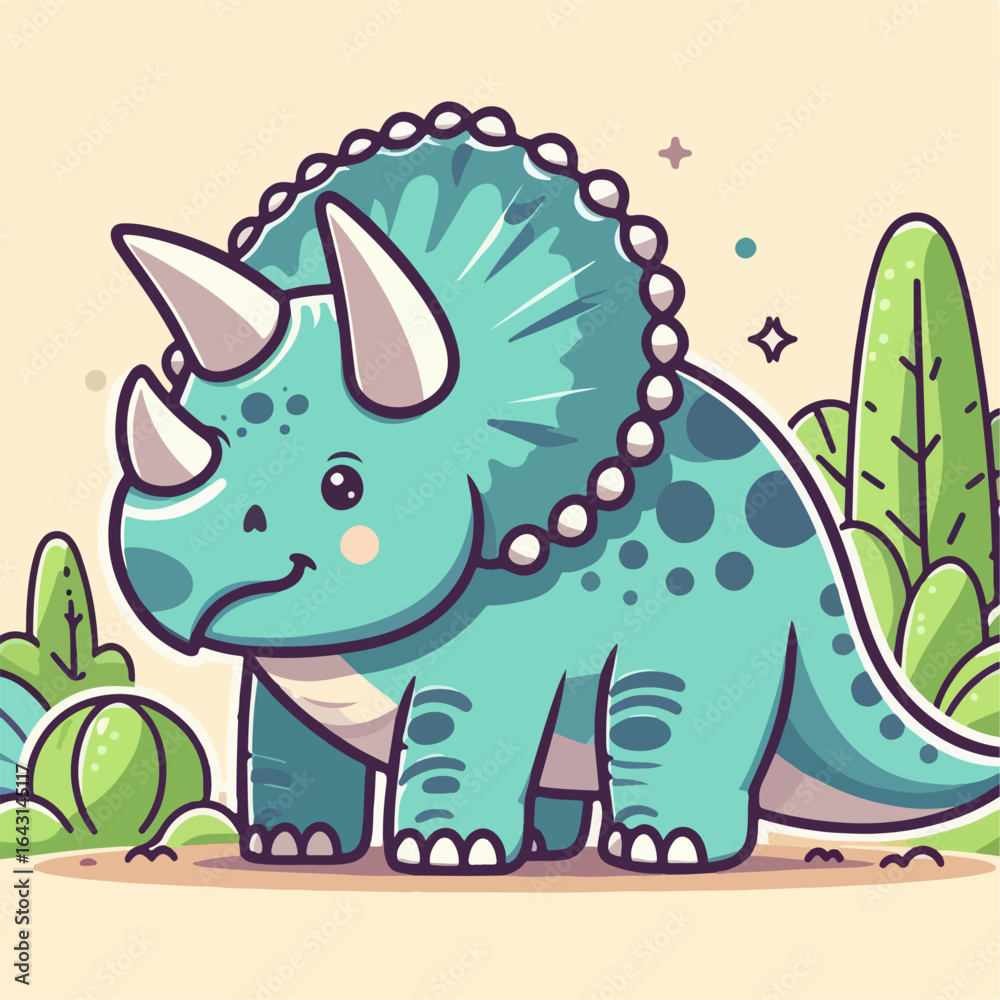 Fototapeta premium cute triceratops dinosaurs illustration