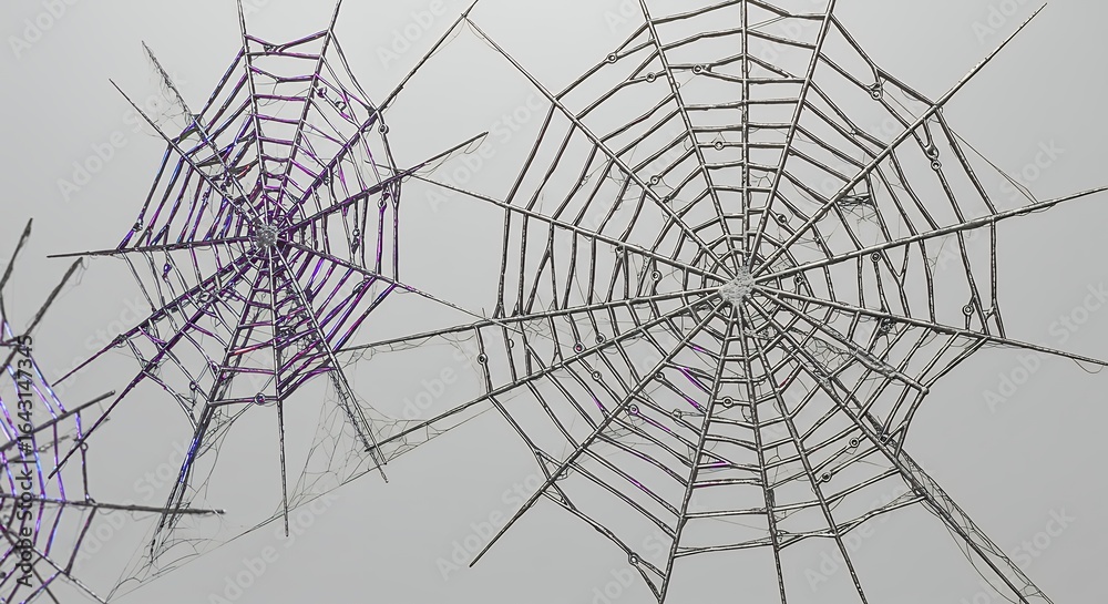 Obraz premium Spiderwebs pattern on white background