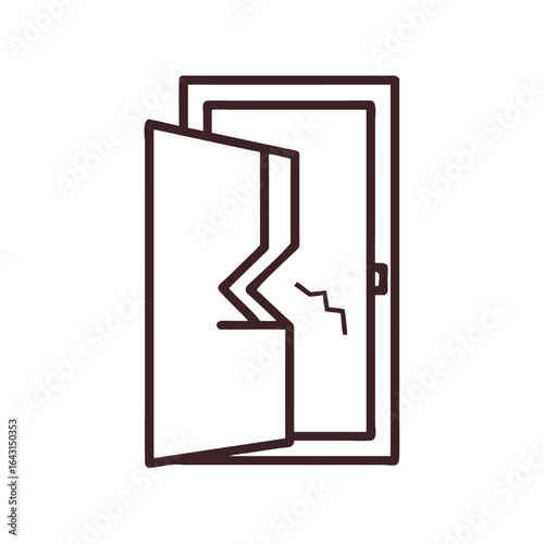 Broken door icon design.