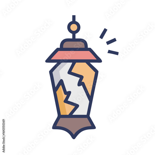 Broken lantern icon design.