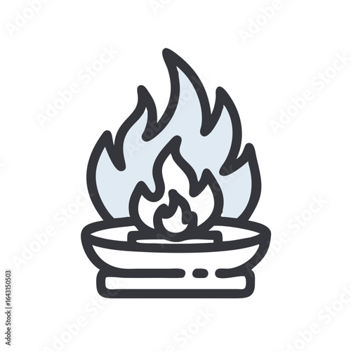 Burning fire pit icon design.