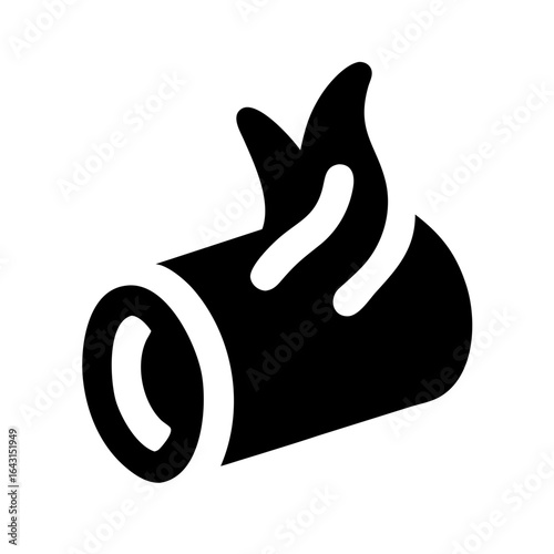 Burnt wooden log icon design.