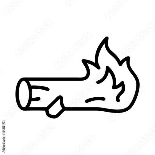 Burnt wooden log icon design.