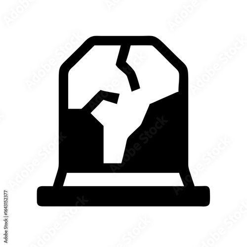 Cracked tomb surface icon design.