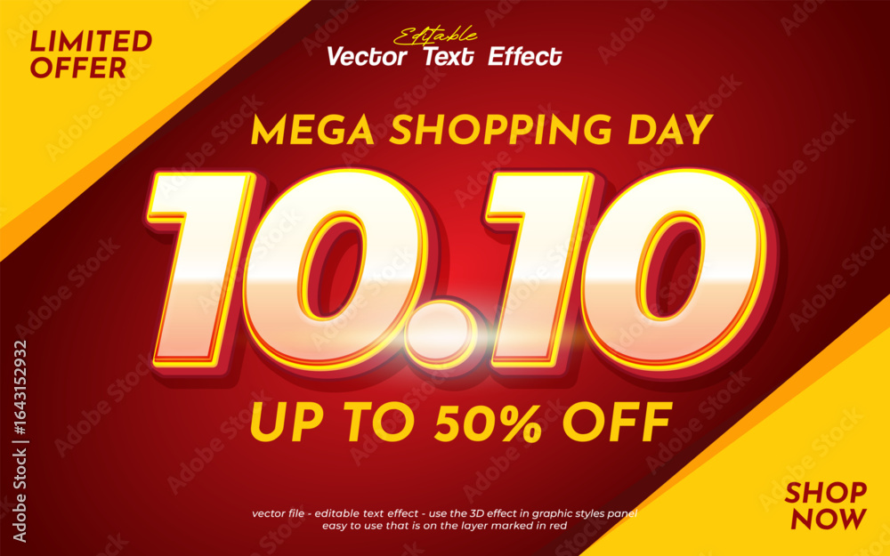 Fototapeta premium Big sale, mega sale and flash sale banner background for 10.10 shopping day. Business retail promotion vector for banners and posters