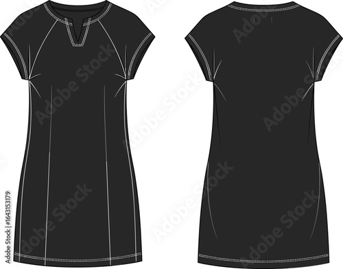 Women’s short sleeve tunic top with keyhole neckline – casual loose fit long blouse for summer, work, and daily wear