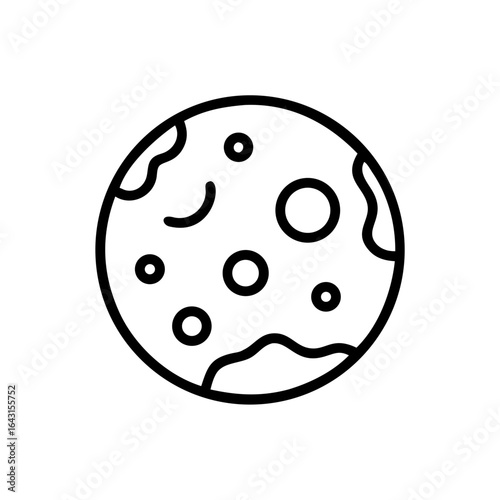 Cratered moon surface icon design.