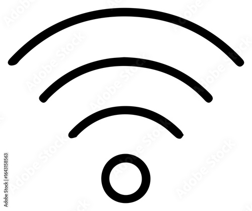Clear black and white graphic symbol for modern wireless internet connection