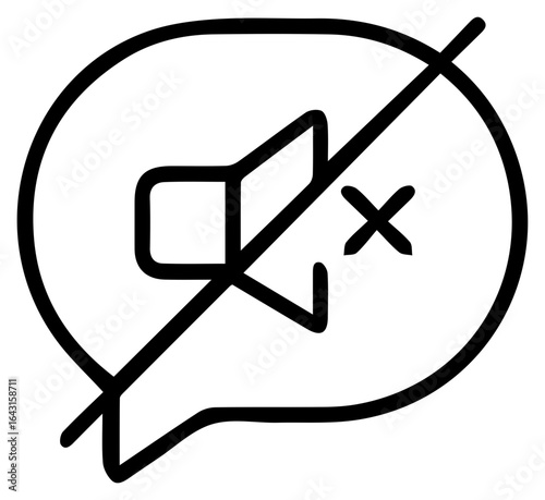 Muted Communication Bubble Icon Representing Silent Messages and Notification Settings