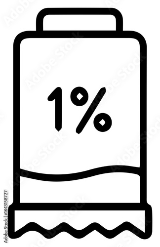 Simple Outline Icon of One Percent Milk Carton Representing Healthy Dairy Beverage