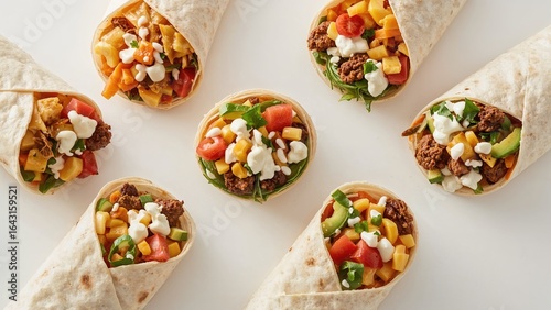 Variety of flavorful burrit...