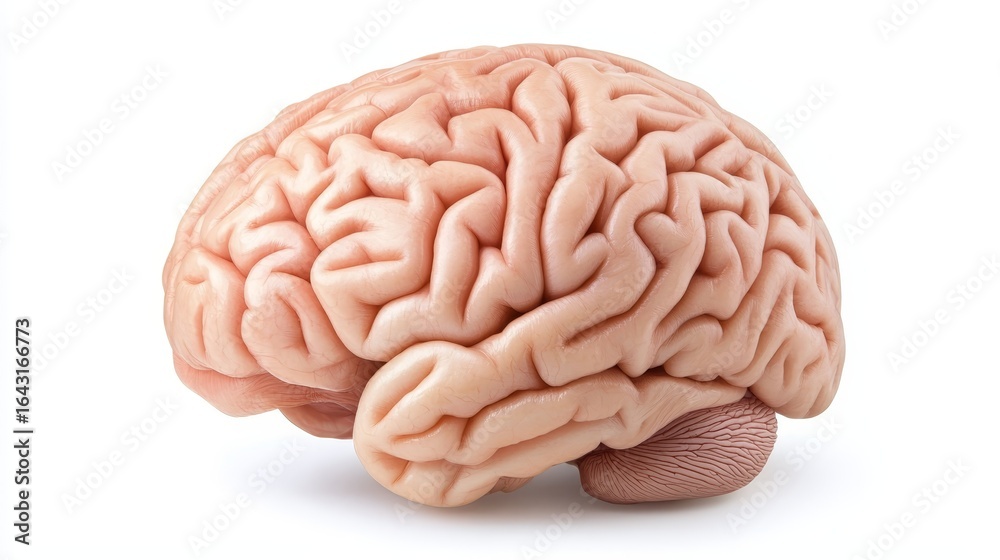 Detailed anatomical model of human brain isolated on white background for medical and educational purposes Detailed anatomical model of human brain isolated on white background for medical and educational purposes