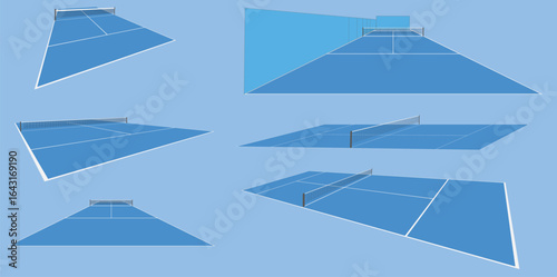 padel tennis court in different perspective collection set