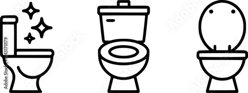 Clean sparkling toilet icon set hygiene bathroom