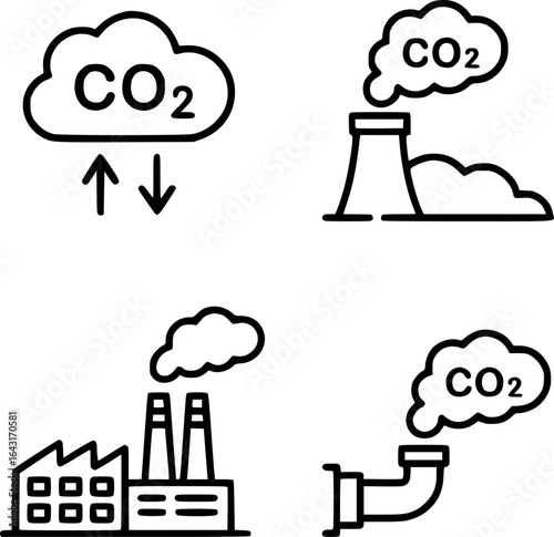 Factory pollution emission industrial carbon dioxide cloud graphic vector
