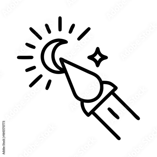 Glowing moonlight beam icon design.