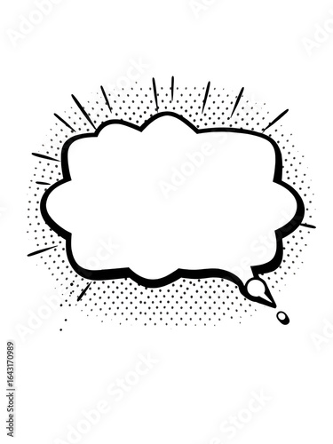 Manga speech bubble. Comic text frame with pop art halftone dotted effect. Balloon chat shape for dialog. Cloud for shock shout and scream action messages. Irregular cartoon decoration