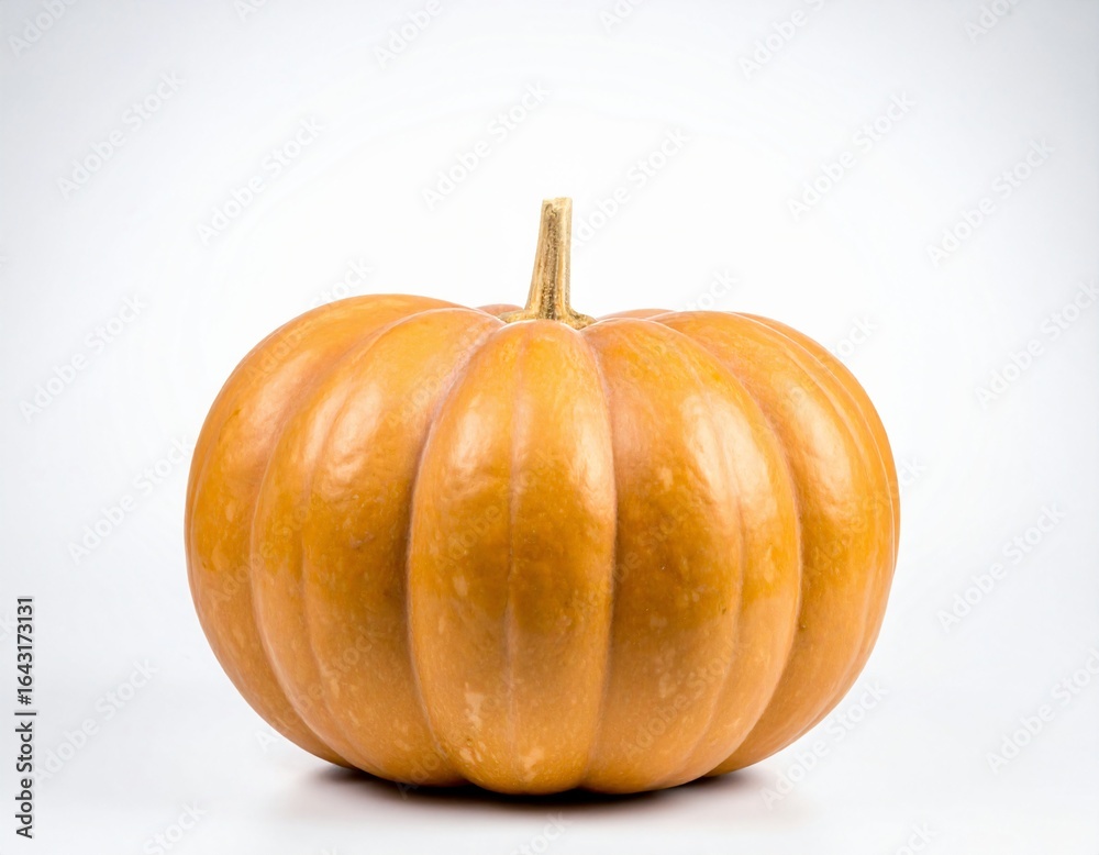 Obraz premium Fresh Pumpkin with Stem on White Background