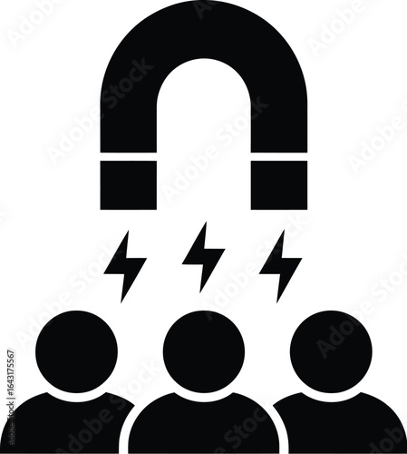 Magnet attracting three people