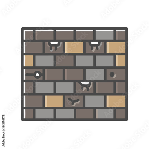 Stone dungeon wall icon design.