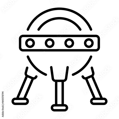 An outline style icon depicting sputnik