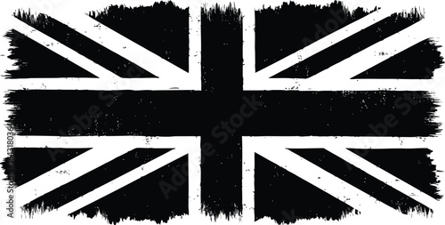 Distressed union jack flag black white grunge