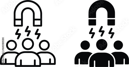 Magnet attracting three people