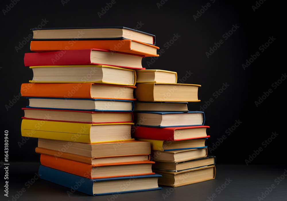 Fototapeta premium education books stack in a library for focused study
