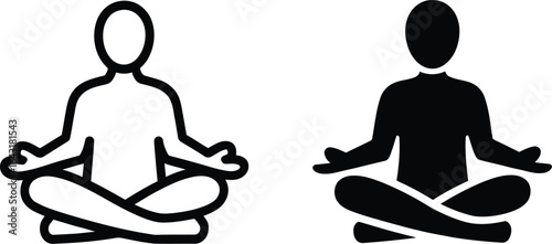 Meditation pose simple icons