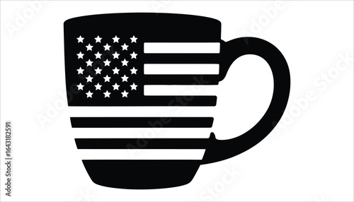 American Flag Coffee Mug – USA Patriotic Cup, Stars and Stripes Vector Illustration