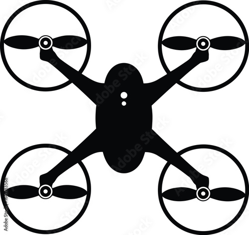 Drone silhouette quadcopter aerial vehicle