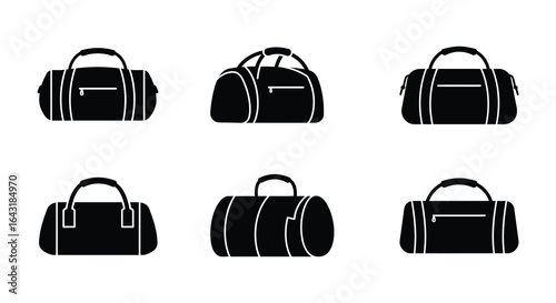 Six Black Silhouette Gym Duffle Bags