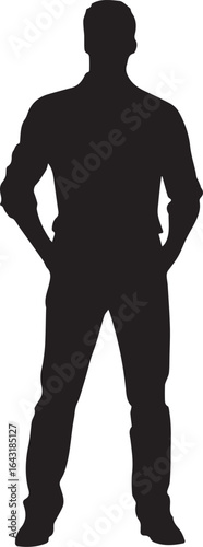 Wallpaper Mural Simple Black Silhouette of a Standing Man with Hands in Pockets Torontodigital.ca