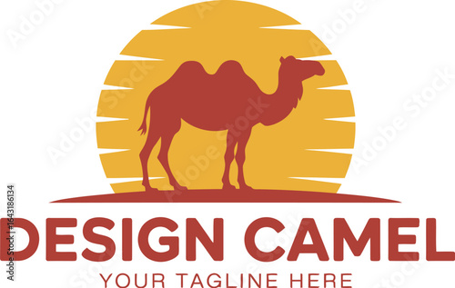 Camel logo design with sunset